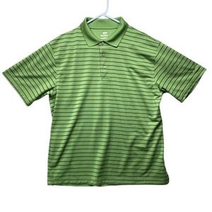 TOP FLITE Mens L Green Striped‎ Golf Polo Shirt Performance